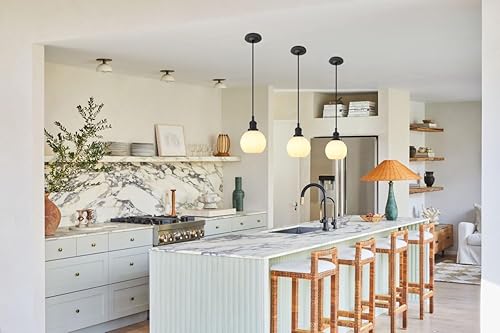 Miniatura 3 de PERMO Lámpara colgante industrial vintage de vidrio de leche colgante de altura ajustable lámpara colgante cableada negro mate