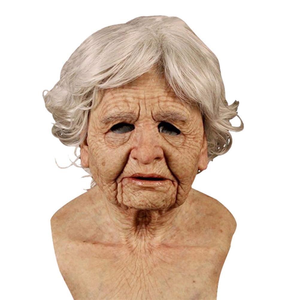 Máscara de hombre viejo de Halloween Máscara de cara humana realista Máscara de látex espeluznante Disfraz de Halloween Cosplay Juegos de fiesta Apoyos