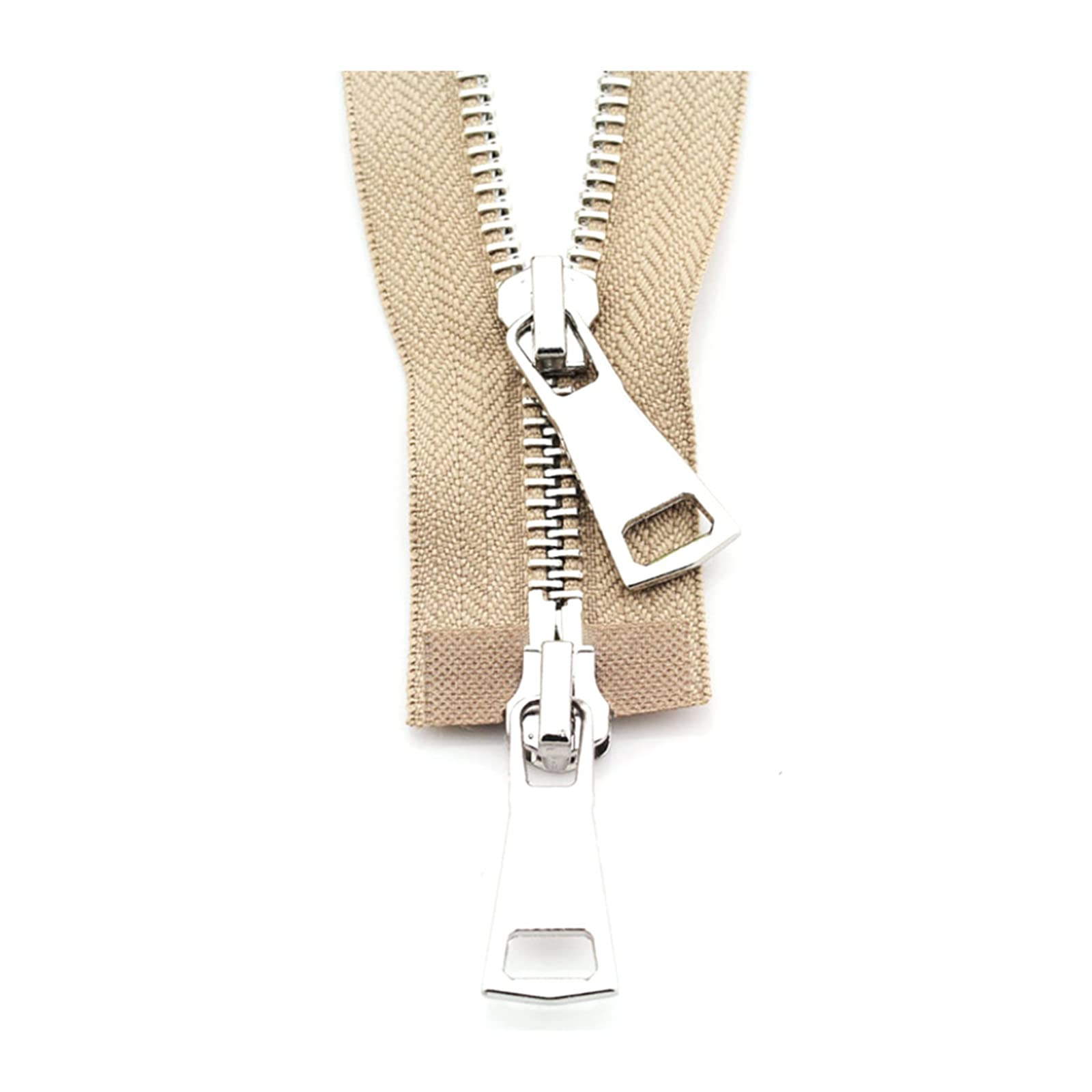 5# Metal Zipper Double Slider Two-Way 70-90cm Multicolor for Sewing Accessories(Khaki,70cm)