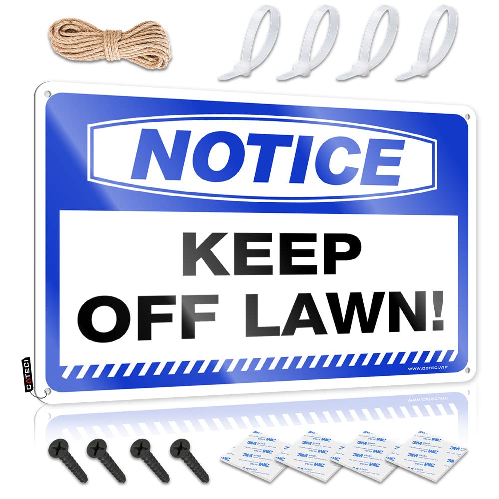 HELIOFORGE Tin Signs For Bar Notice Keep Off Lawn! Tin Sign Man Cave Rules Man Cave Sign Decor(30X40CM)