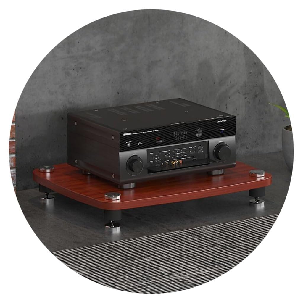 Rack de audio móvil con 3 capas de metal negro para organizar amplificadores