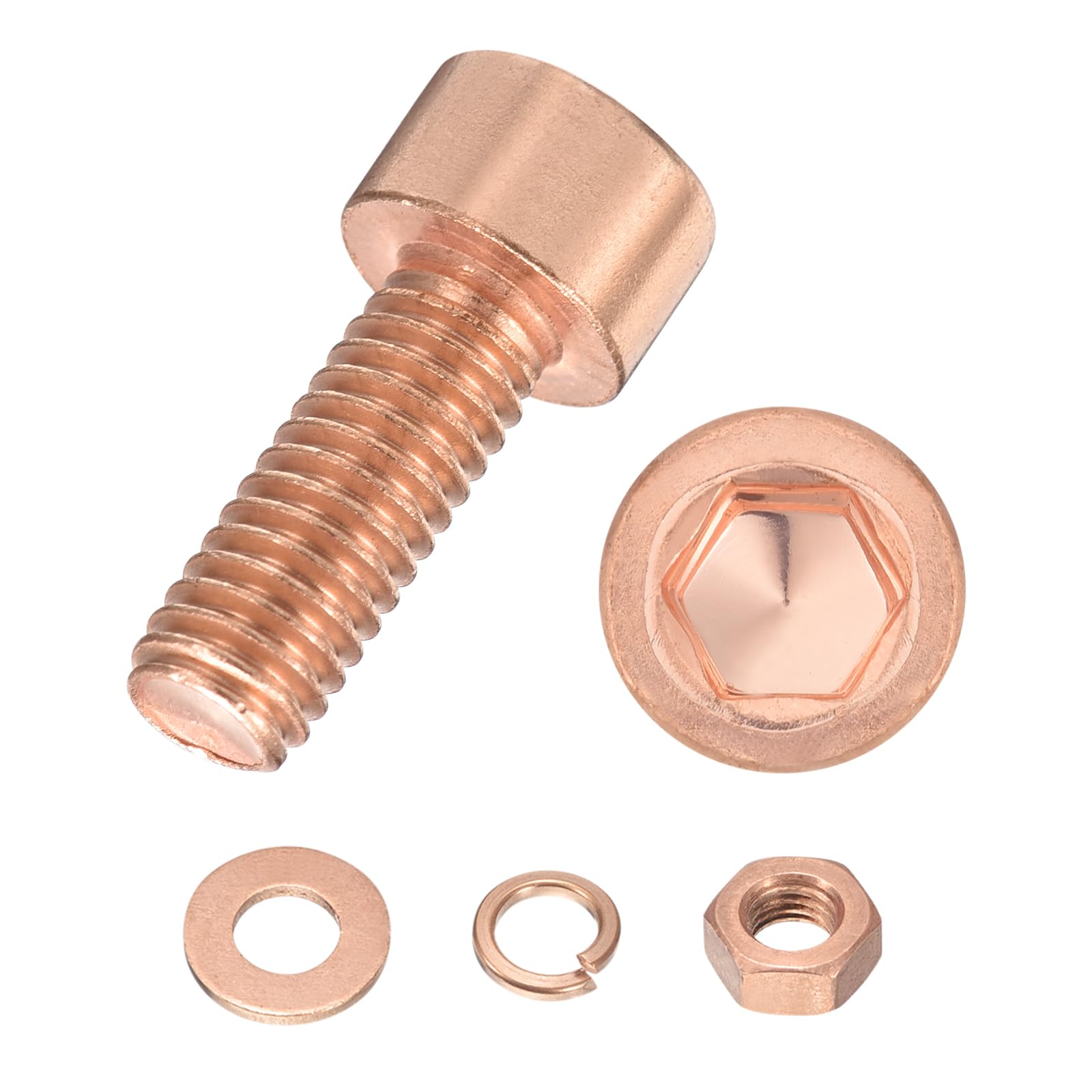 uxcell Hex Socket Bolts Kits (M6), Red Copper Cup-Shaped Head Cap Hex Socket Head Cap Screw