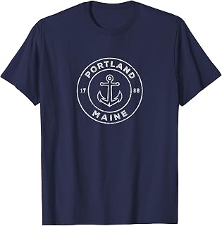 Portland Maine ME T-Shirt Vintage Anchor Design Tee T-Shirt