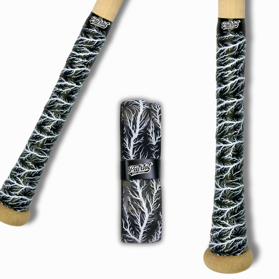 Patriot | Bat Grip Tape for Baseball and Softball 1.22mm precut Easy to Install (White Lightning)