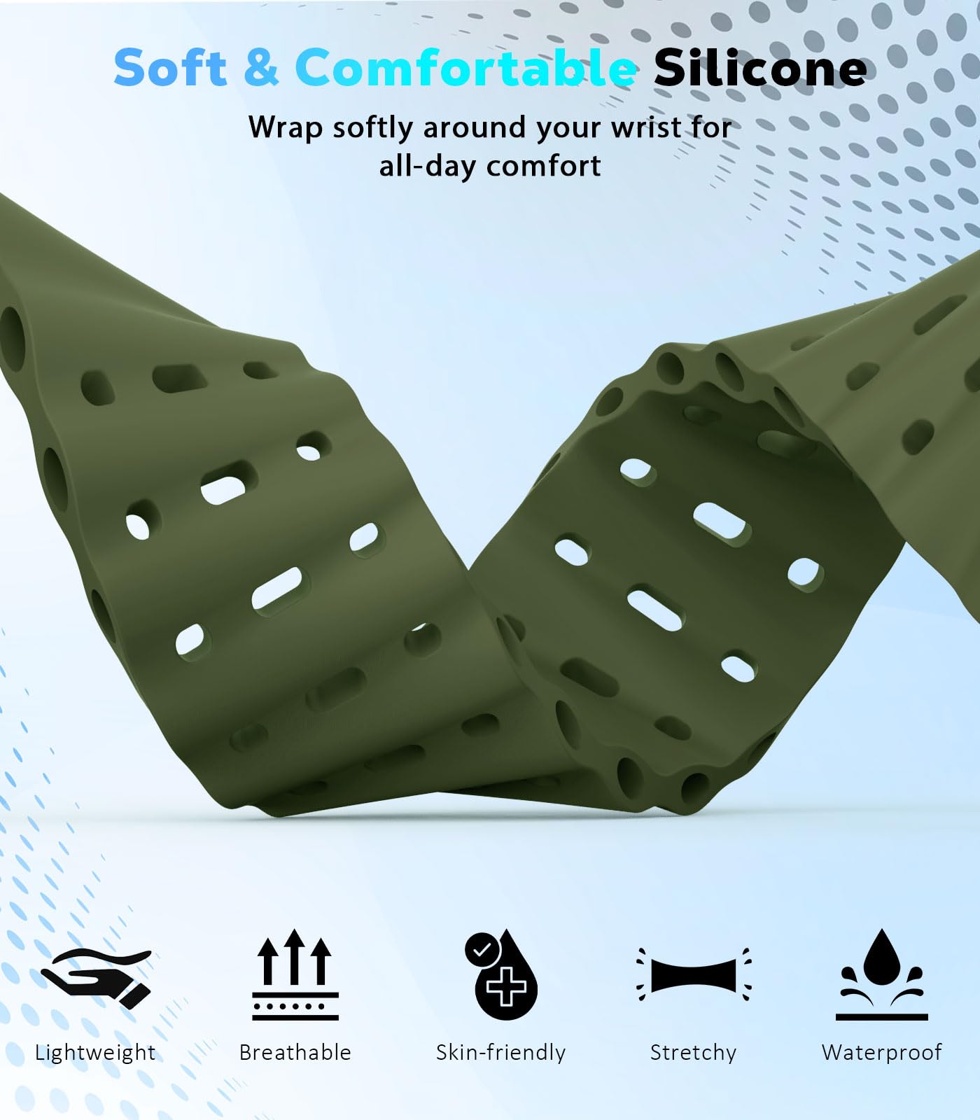 Astorgos Cinturino Ocean compatibile con Apple Watch Ultra 2/Ultra 49mm, S10 46mm, 9/8/7 45mm, SE/6/5/4 44mm, 3/2/1 42mm, Cinturini Sportivo con Connettore in Metallo per Uomo e Donna