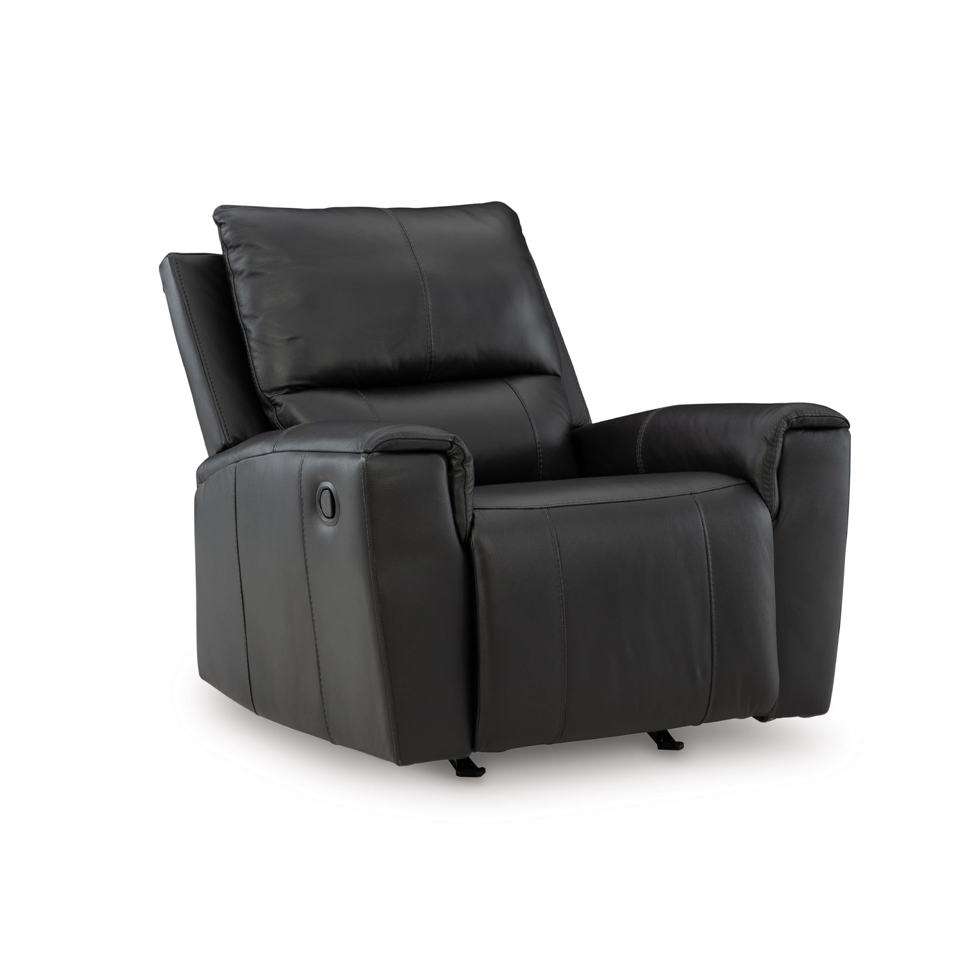 Signature Design by Ashley Glassmere Contemporary Leather Match Rocker Recliner with Arm Rest, Black