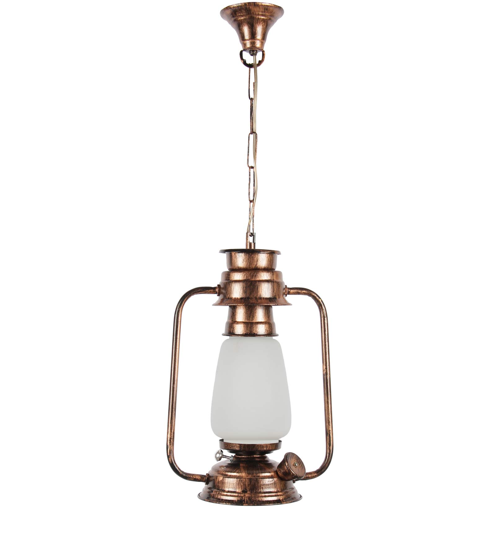 Devansh Copper White Glass Lantern Hanging (White) 3