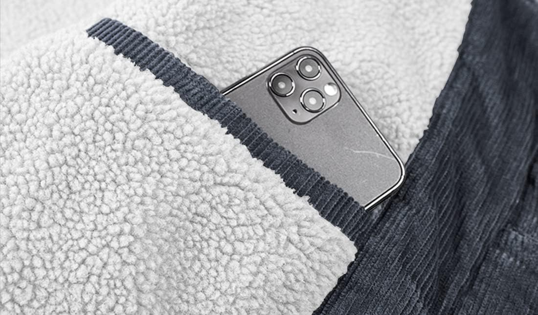 utcoco Men's Vintage Fleece Sherpa Lined Corduroy Denim Trucker Jackets Lapel Button Down Thickened Winter Coats - Image 4