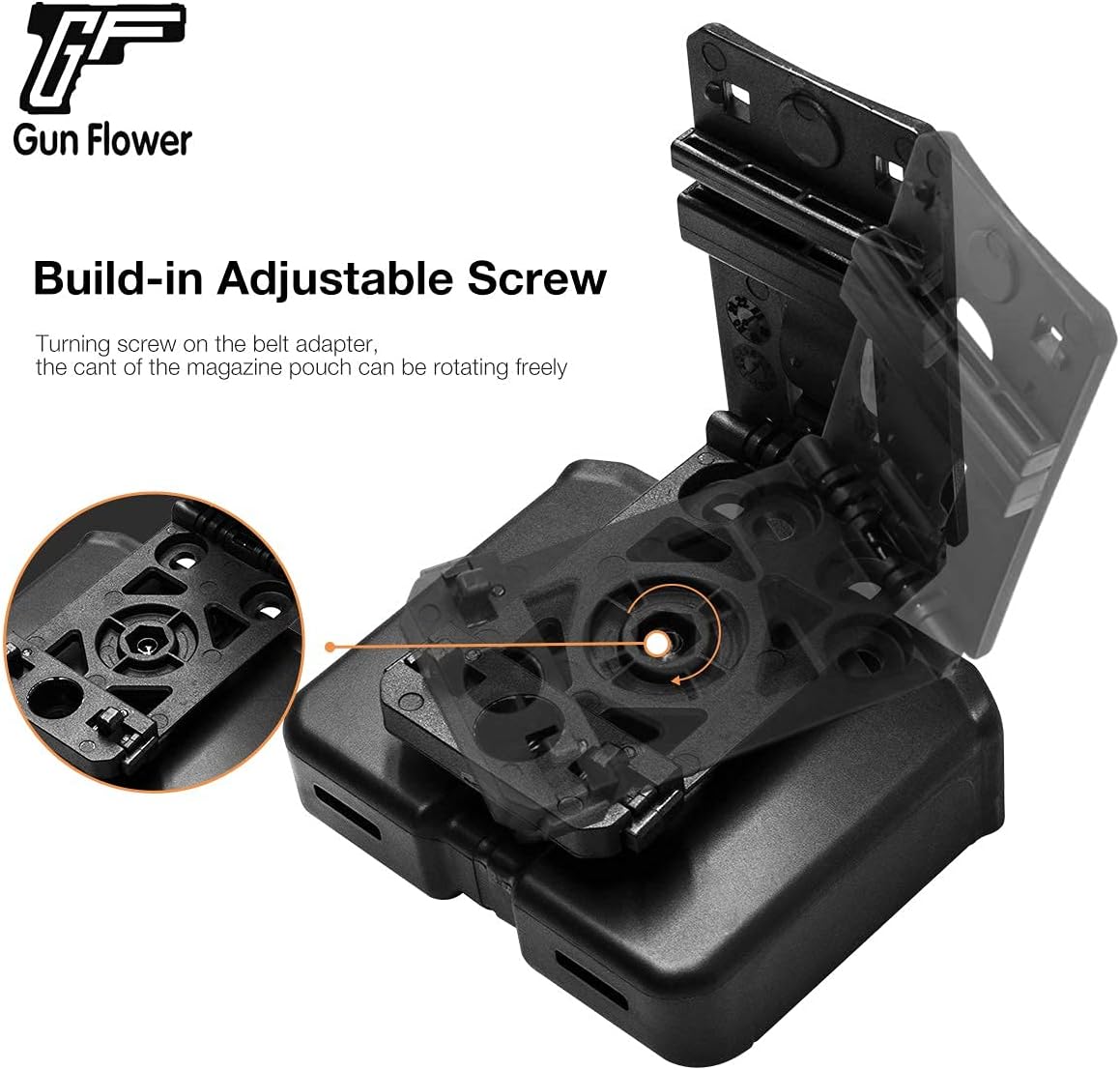 Universal Double Magazine Pouch, Double Magazine Holder Compatible with 9mm/.40 Dual Stack Mags, Belt Clip/Molle Mag Pouch for Outside Waistband Carry, Adjustable-Cant-No Jitter.