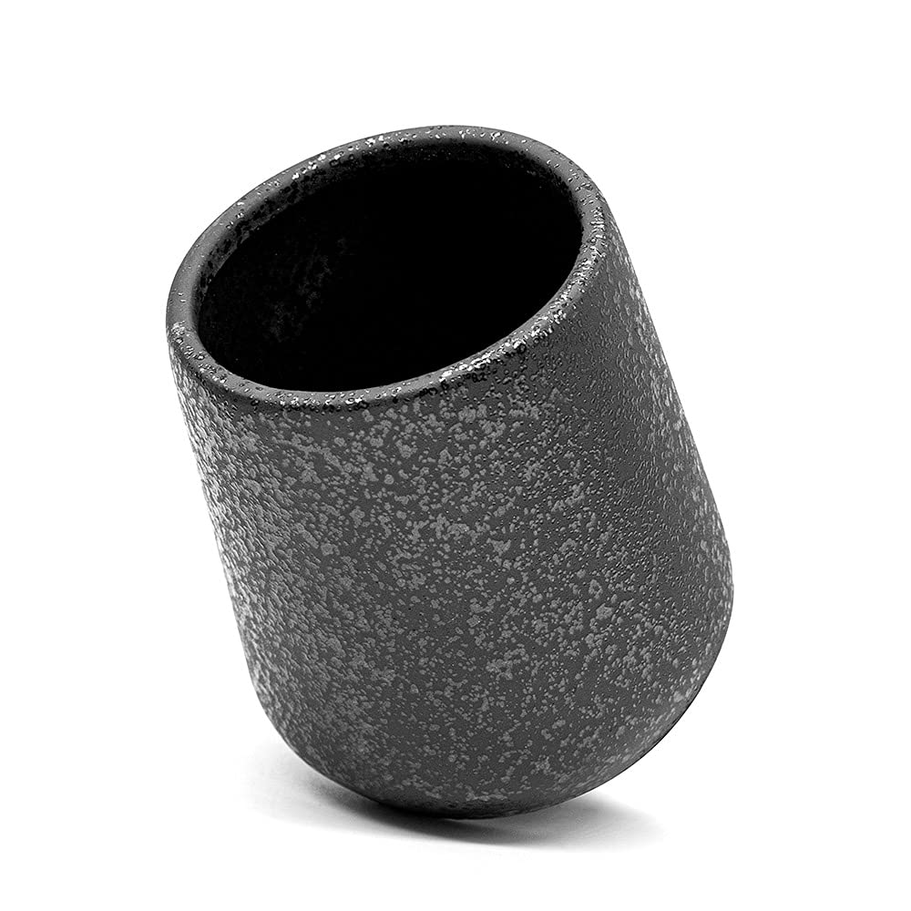 Inbagno Accessori Bagno da appoggio in Set in Ceramica Nera con Effetto Glitter, Design Moderno Elegante