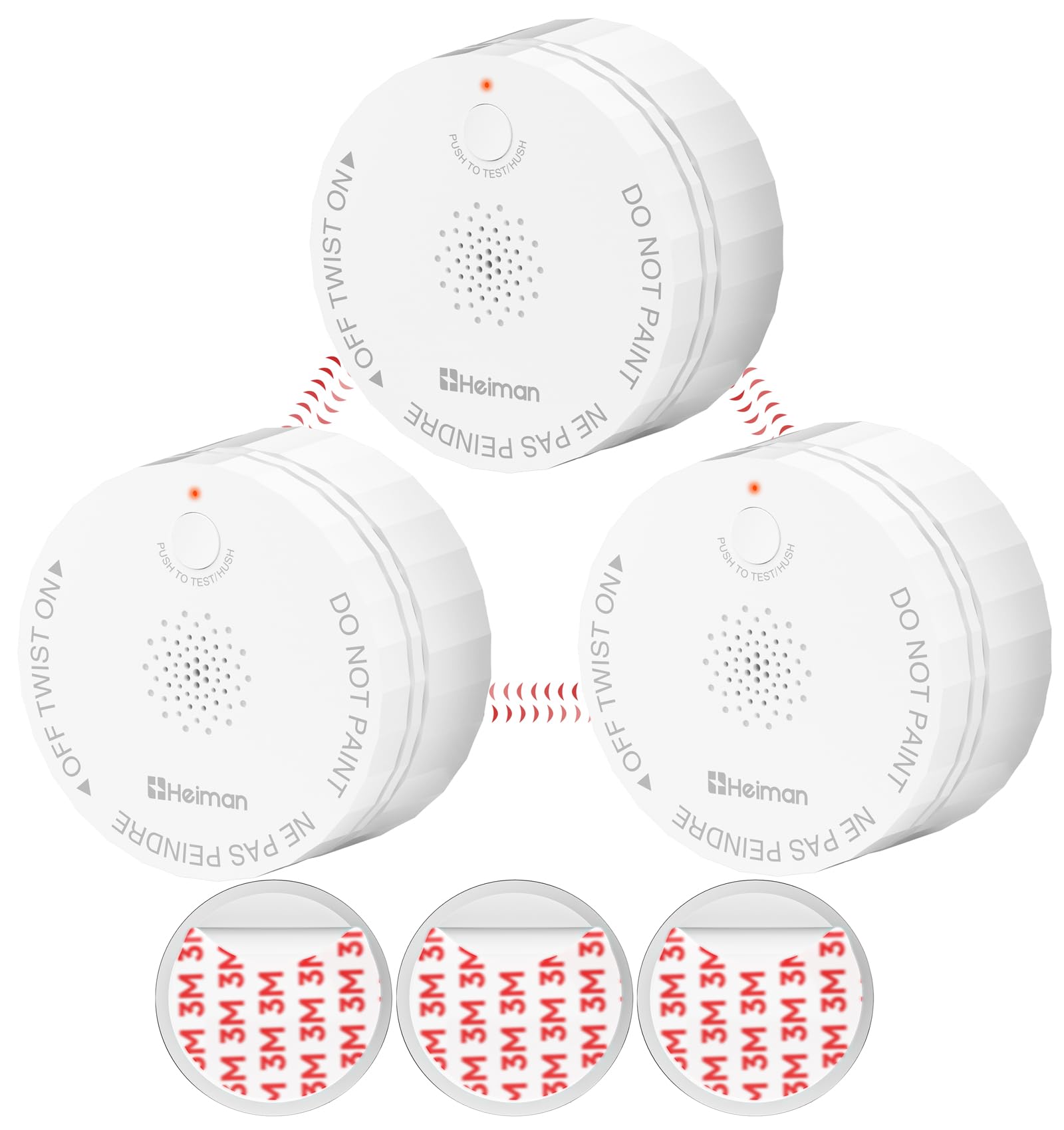 Heiman Smoke Detector, Wireless Interconnected Smoke Alarm, 3 Pack