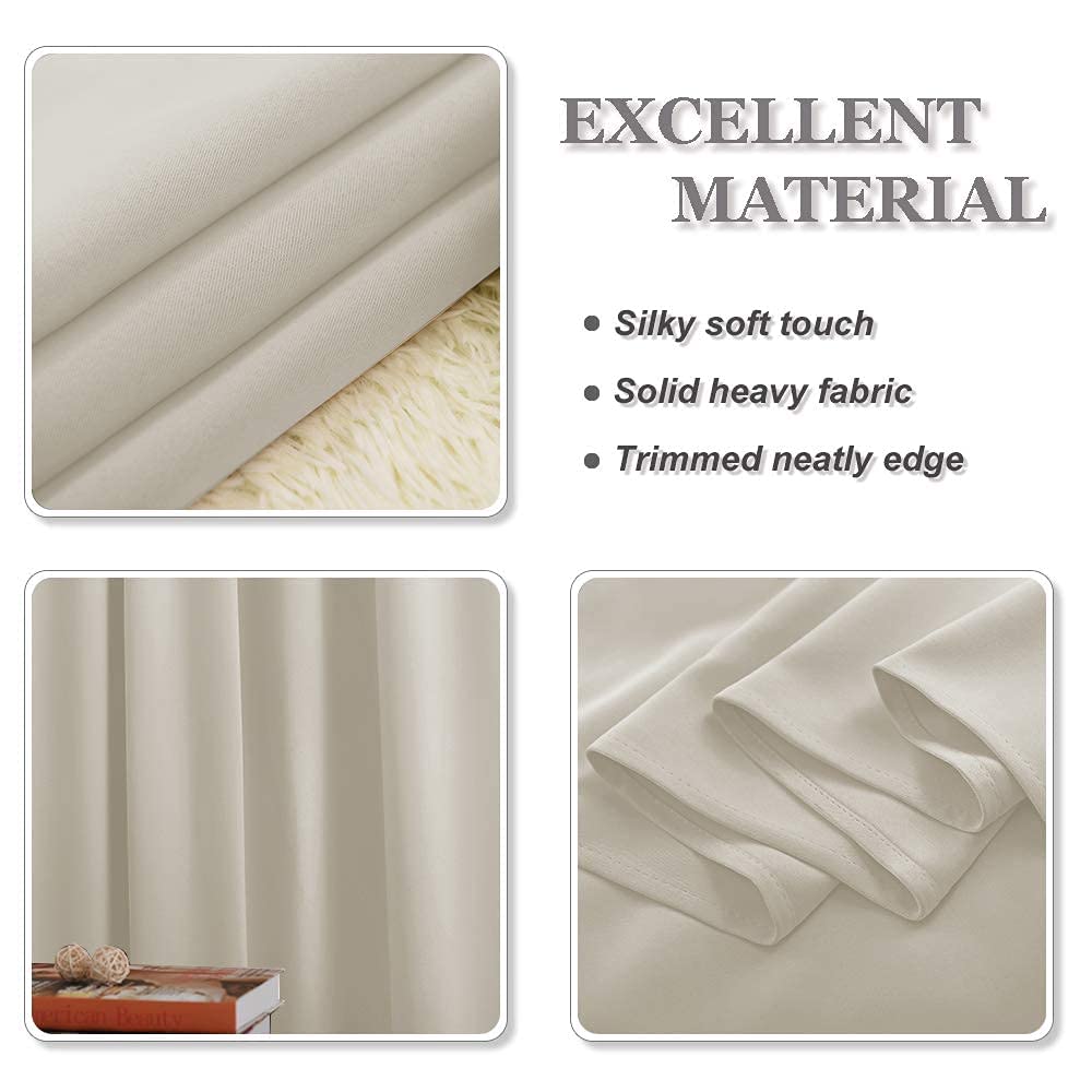 PONY DANCE Cortinas Opacas Termicas Aislantes 140x200 CM, Cortinas Salon Modernas 2 Piezas Dormitorio Habitacion con Trabillas Blackout Curtains, Beige Claro