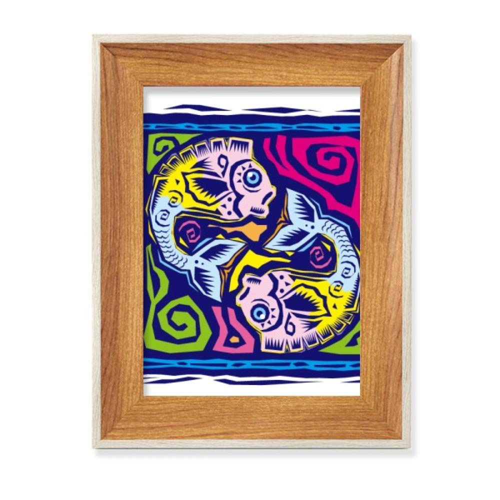 Cadre photo en bois Poissons gravure de bureau style constellation