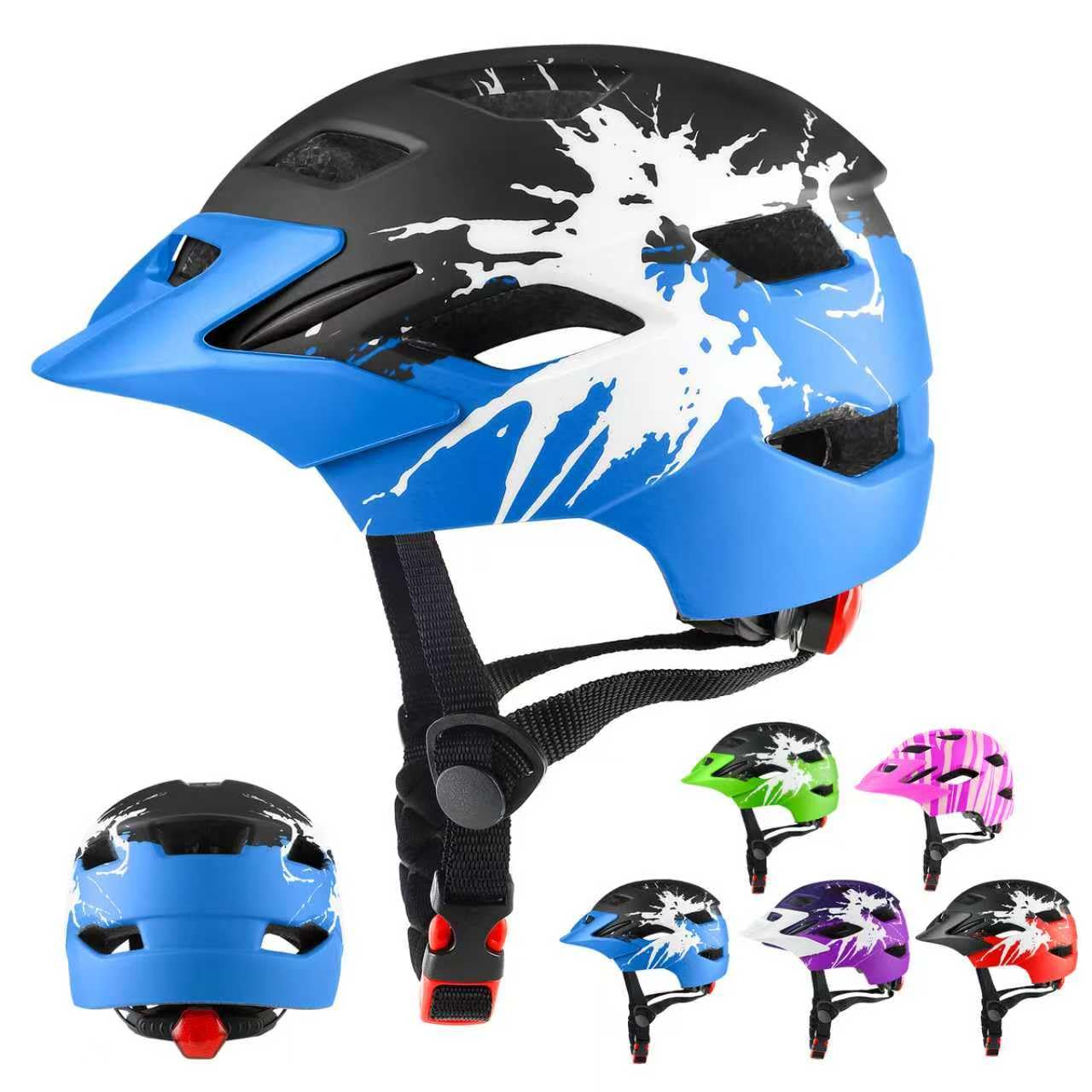 RaMokey Fahrradhelm Kinder, Fahrradhelm mit Licht für Kinder Leichter Kinderhelm mit Verstellbares Zifferblatt für Mädchen und Jungs 50-56CM (ab 5-14Jahre)