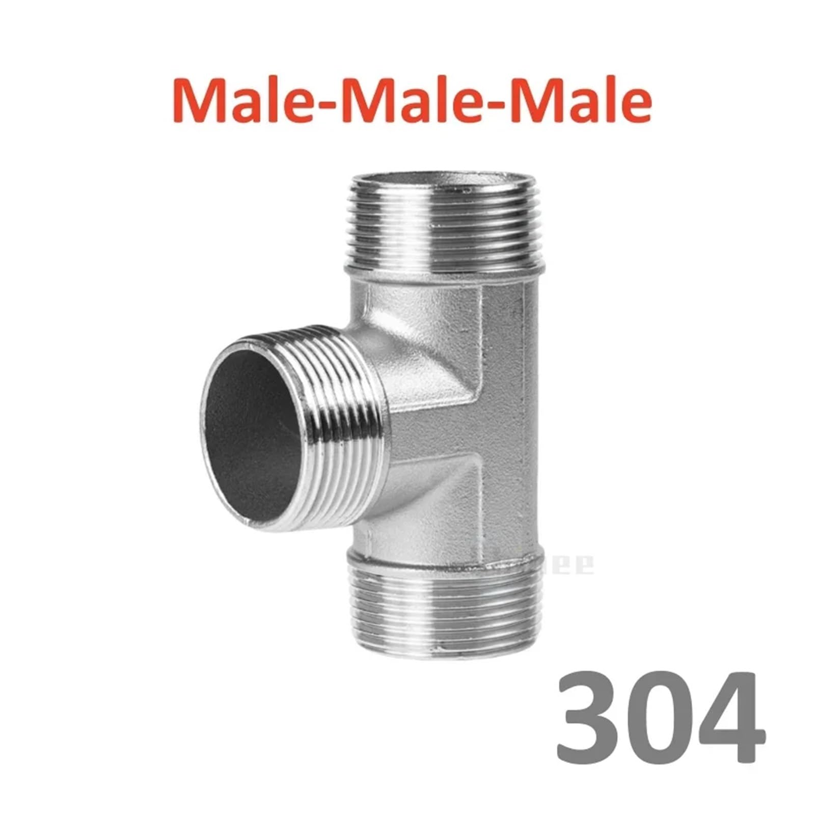Conector de tubería en T de 3 vías con rosca macho, hembra y macho, 1/4 ", 3/8", 1/2 ", 3/4", 1 ", 1-1/2, rosca multifunción de acero inoxidable SS304(Male-Male-Male,G2.5 BSP DN65 G2-1l2)