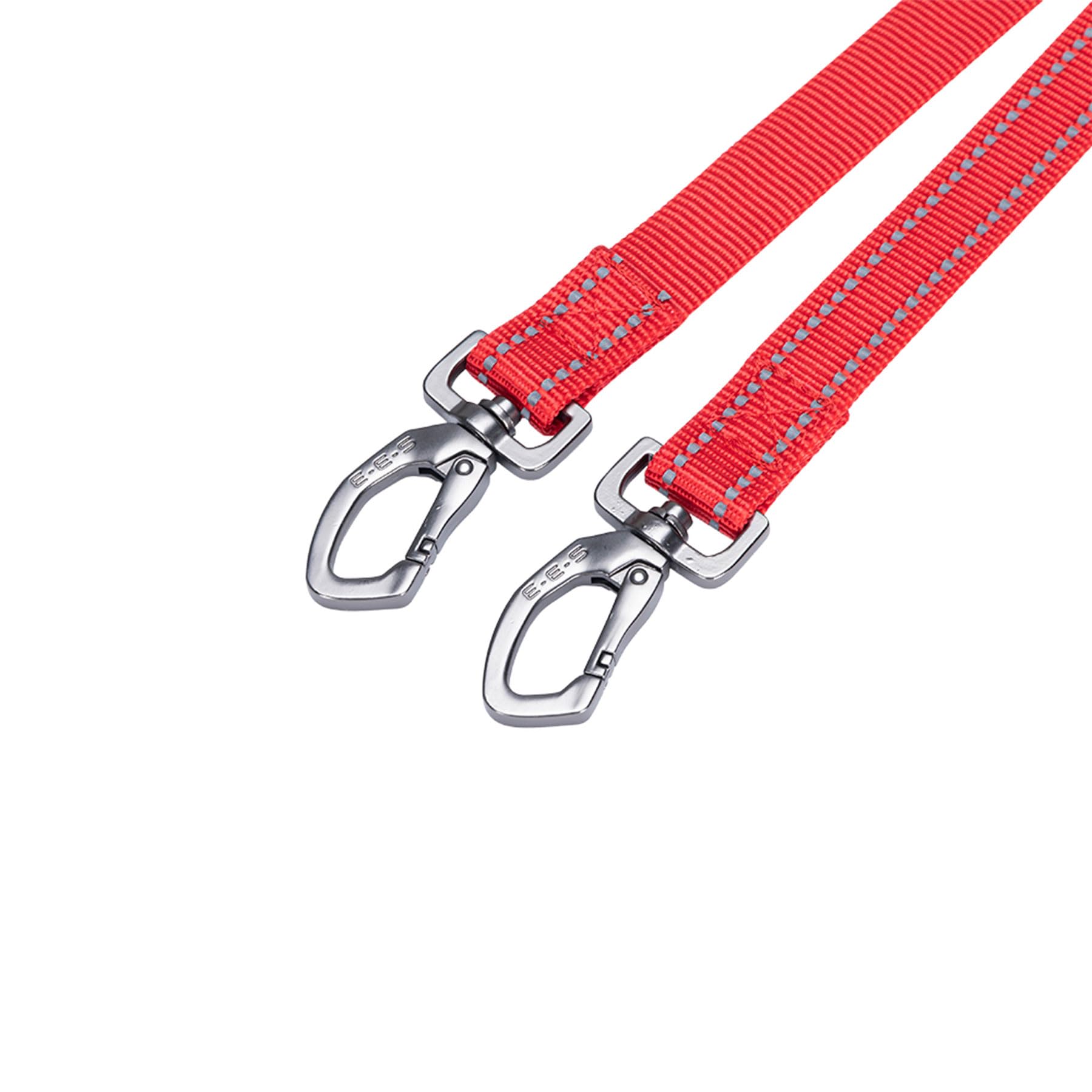 EXCELLENT ELITE SPANKER Guinzaglio doppio riflettente per cani doppio guinzaglio per cani 5 m multiplo con manico imbottito per due cani che camminano addestramento (rosso)