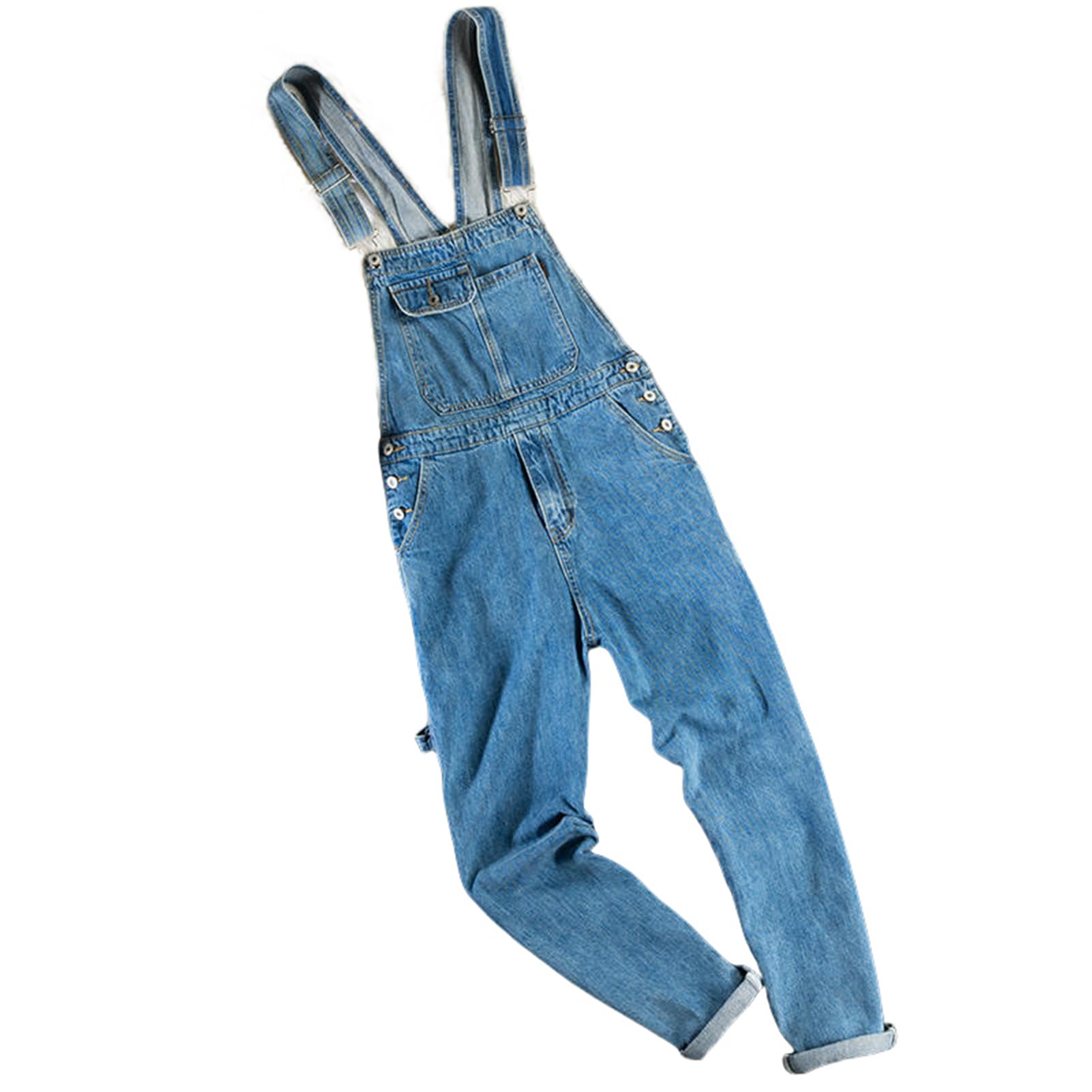 Męski amerykański prosty niebieski luźny denim odzież robocza kombinezon szelki kombinezony
