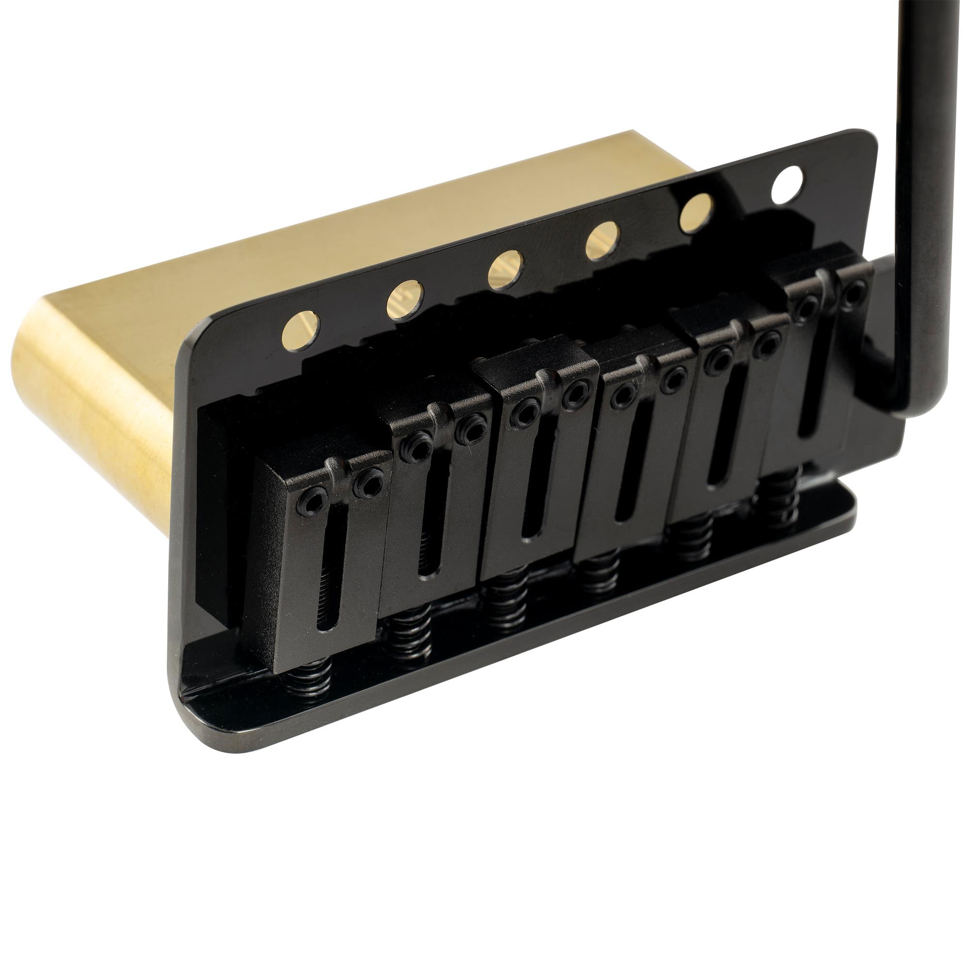 Musiclily Ultra 52,5mm ST Guitarra Puente Tremolo Bridge 6 Tornillos con Selletas Latón Moderno 36mm Bloque Latón para Guitarra Eléctrica tipo Strat, Negro | Bloque de latón de 36 mm, para guitarra eléctrica Strat Style