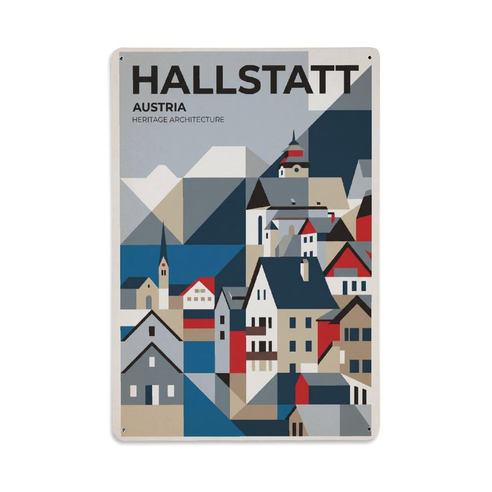 Gead 8X12inch Style Vintage Travel Austria Heritage Building Metal Tin Sign