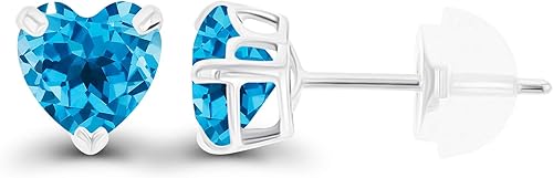 Miniatura 2 de Aretes de tuerca de oro macizo de 14 quilates de 0.197 in con piedra natal genuina para mujer, hipoalergénicos, aretes de tuerca con piedras