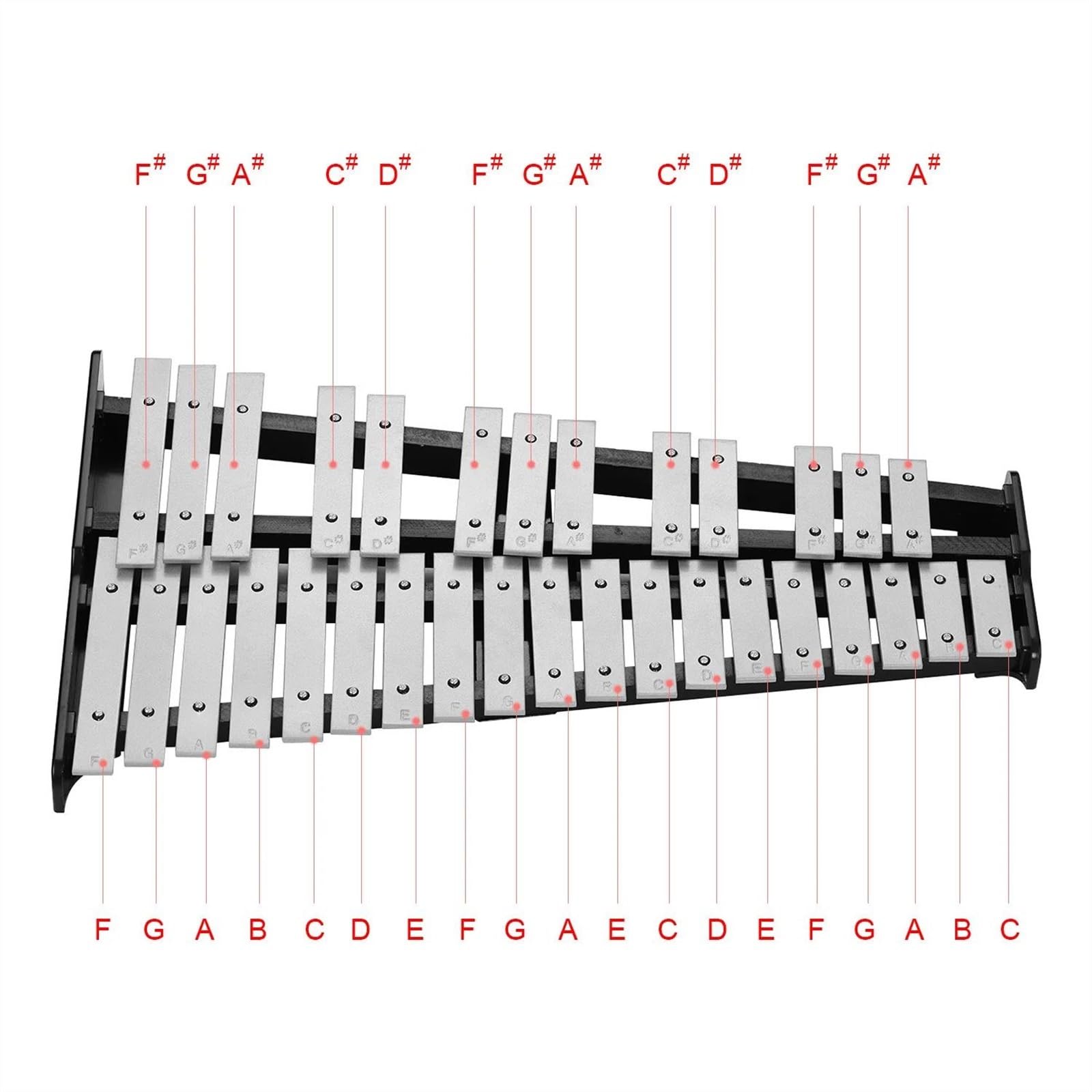 Xilófono Glockenspiel De 32 Notas Base De Madera Barras De Aluminio Macizo Con Mazos Instrumento Musical De Percusión