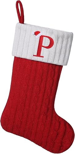 Miniatura 12 de Medias de Navidad con monograma de punto gris de 19.5 pulgadas. Calcetines de Navidad con inicial personalizadas, decoración de fiesta de Navidad