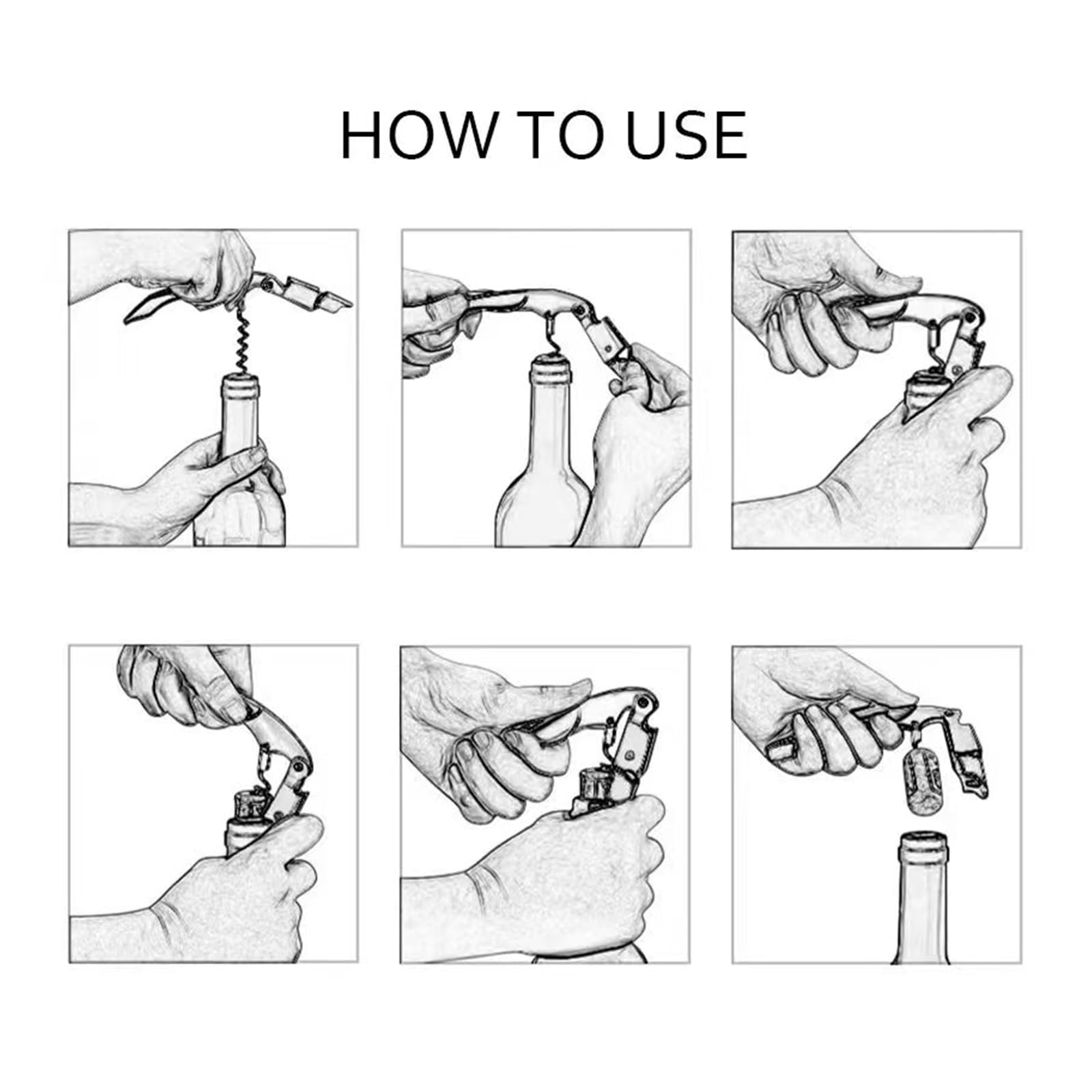 Sacacorchos Abridor de Vino Abrebotellas Profesional Abridor Cerveza 3 in 1 Abridor de Botellas Sacacorchos Vino (10, Negro Verde)