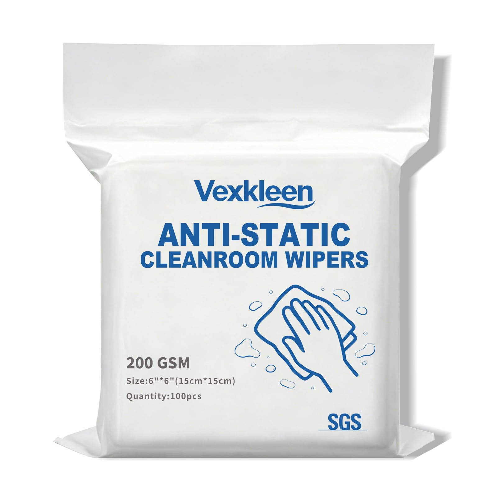 Durable & Absorbent Cleanroom Wipe Lint Free Cloths for Protecting Sensitive Electronic Components and Tools 6" x 6" Anti-Static & Microfiber Wipes (100 Pcs, 200GSM)