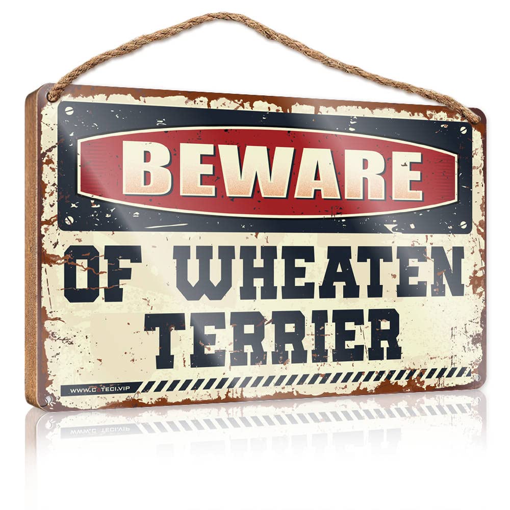 Dtha One Color Small No Soliciting Sign For House Beware Of Wheaten Terrier Wooden Sign Hanging Decor Outdoor Porch Bar Signs For Man Cave(15X28cm)