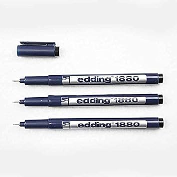 EDDING 1880 DRAWLINER Pigment Liner FINELINER Drawing Pen - 0.1mm Black Ink [ Pack of 3 ]