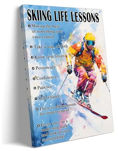 Strofupp Skiing Wall Art Inspirational Sport Quotes Poster Framed Life