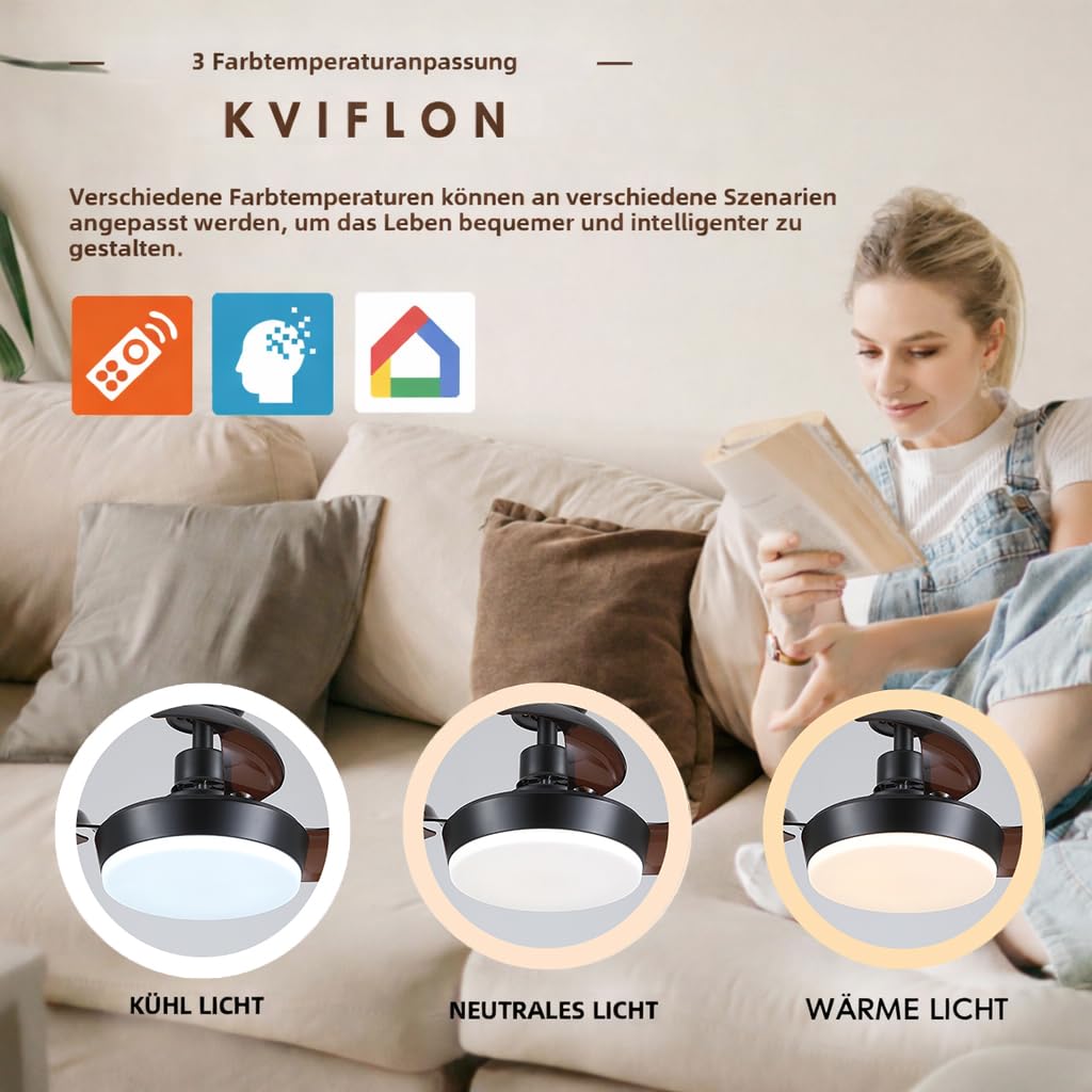 60 cm Ventilateurs de plafond modernes avec lumière et télécommande, ventilateur de plafond noir avec lumière, réversible, petits ventilateurs de plafond sans pales avec lumière LED réglable pour