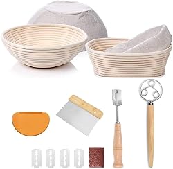Bread Proofing Basket Set Of 2 Round and Oval, Banneton P…