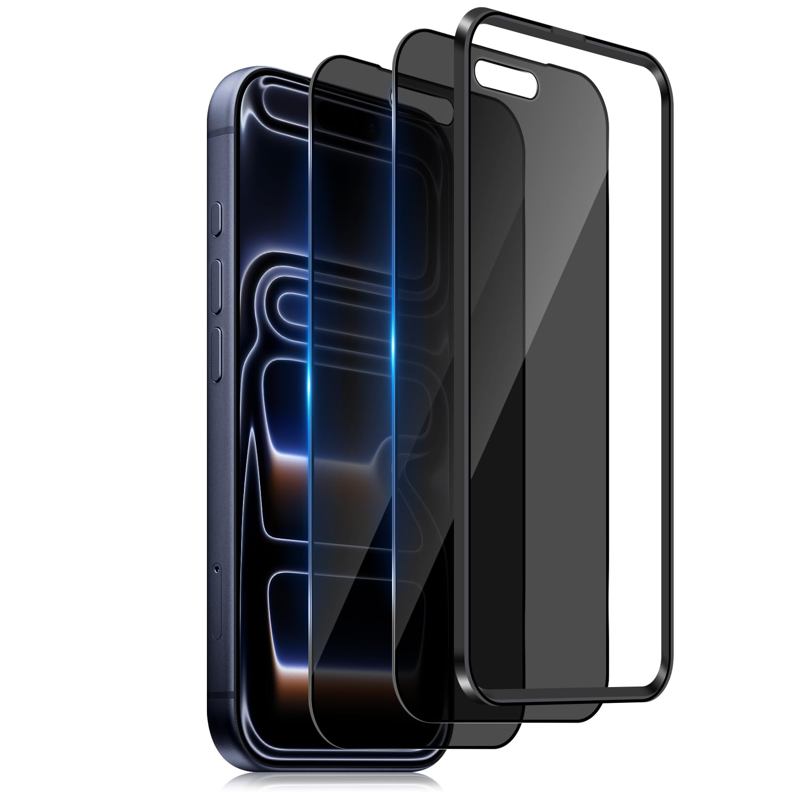 2 Pieces Privacy Screen Protector Full Coverage Compatible with iPhone 17 Pro Max 6.9", 9H Hardness and Anti-Scratch Tempered Glass Anti-Spy with Easy Installation Frame