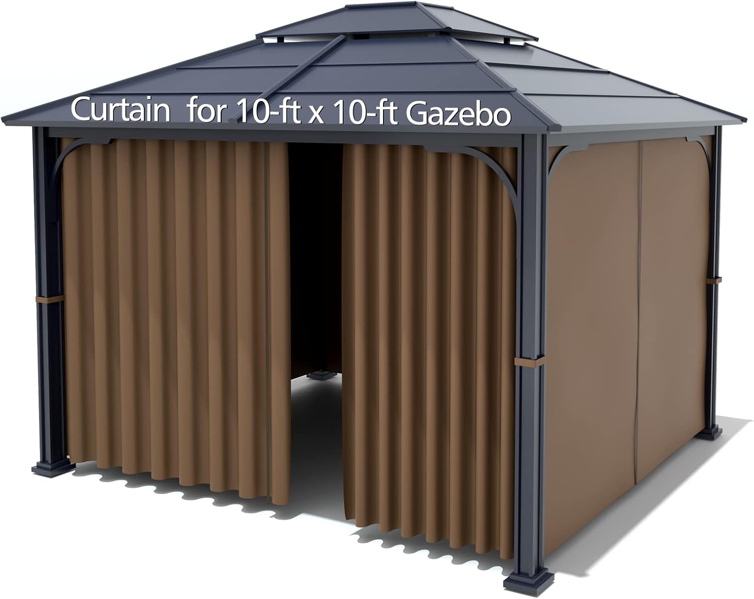 Gazebo Universal Replacement Privacy Curtain - Wonwon Privacy Panel Canopy Side Wall with Zipper for 10' x 10' Outdoor Gazebo (Brown)