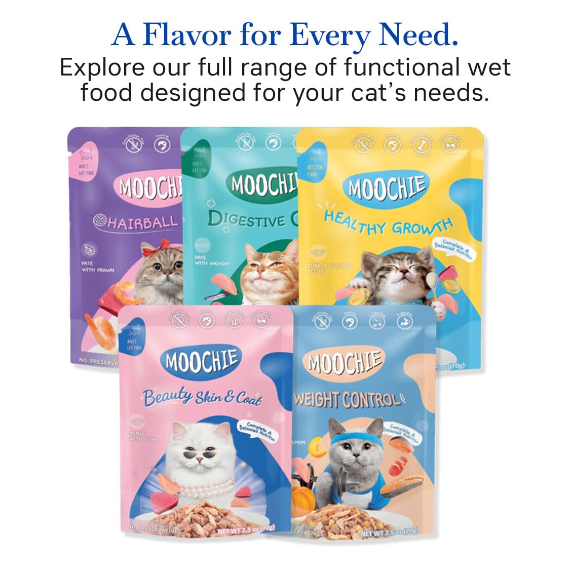 Moochie Cat Wet Food Digestive Care (85g x 6 Pouches)| Pate with Anchovy | Cat Probiotics and Digestive Enzymes Food | Health Supplement for Better Immune System. 4