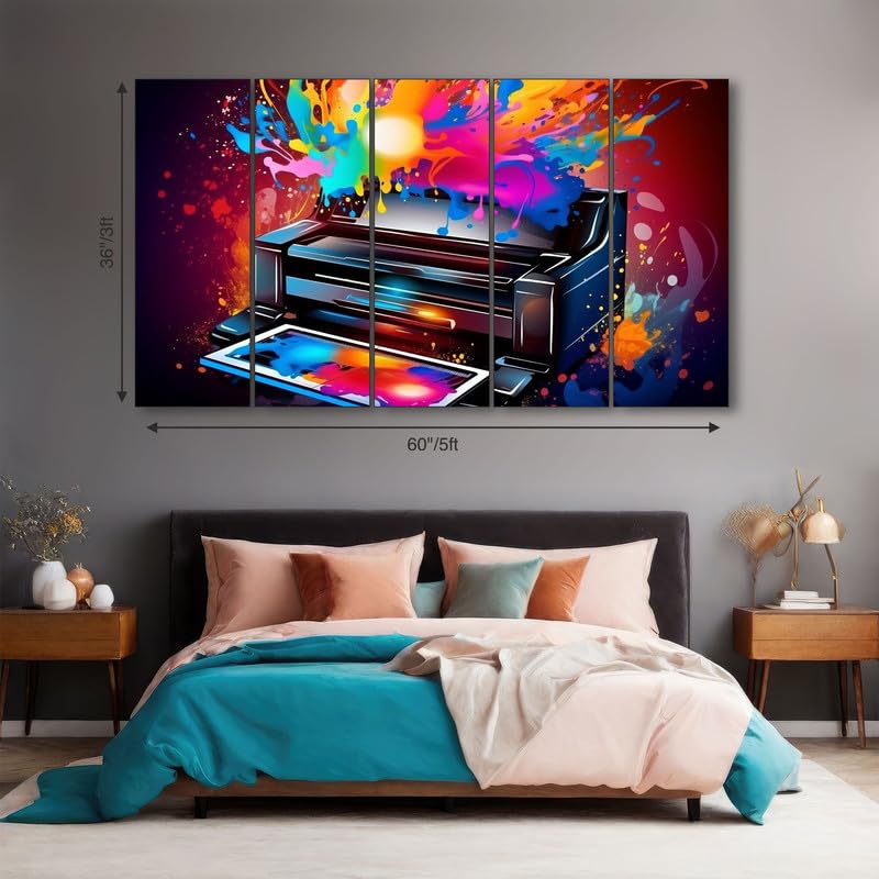 Image of The Castle Decor Abstract art painting with frame Big Size 36x60 Wall art for living room,Bedroom,Drawing room,Hotels-Wooden Framed-339