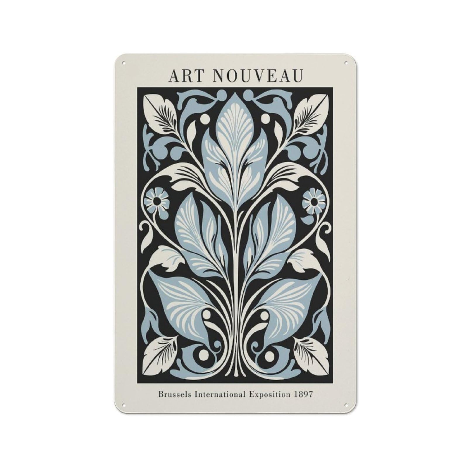 Junmoney Style-20 Art Nouveau Botanical Art Cottage Style Metal Wall Decor 30X20cm, Country Metal Sign For Kitchen, Cottage, Porch Or Garden Room