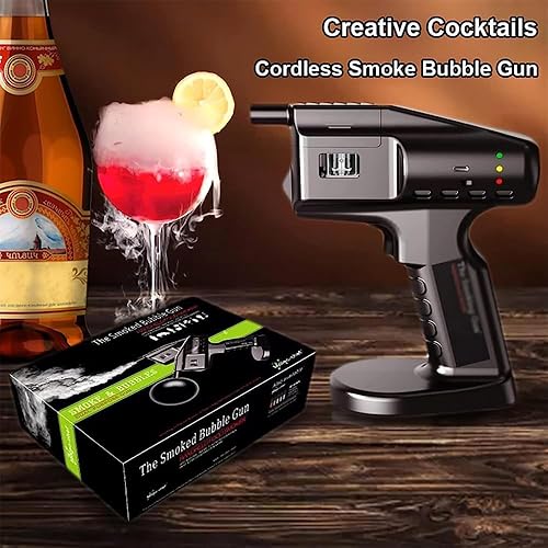 Miniatura 7 de Aromour Blaster, pistola eléctrica de humo de burbujas de cóctel con burbujas comestibles y humo líquido, máquina ahumadora eléctrica de mano,