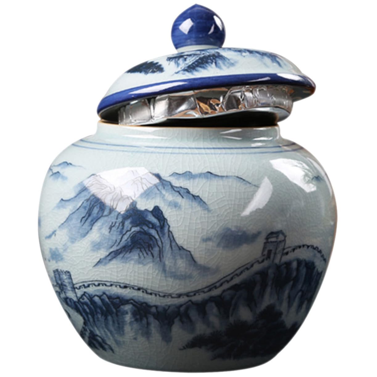 Keramik Vorratsbehälter mit Deckel im Chinesischen Vintage Stil zur Aufbewahrung von Zucker und Kaffeebohnen mit Luftdichtem Verschluss Dekoratives Küchengefäß als Geschenk