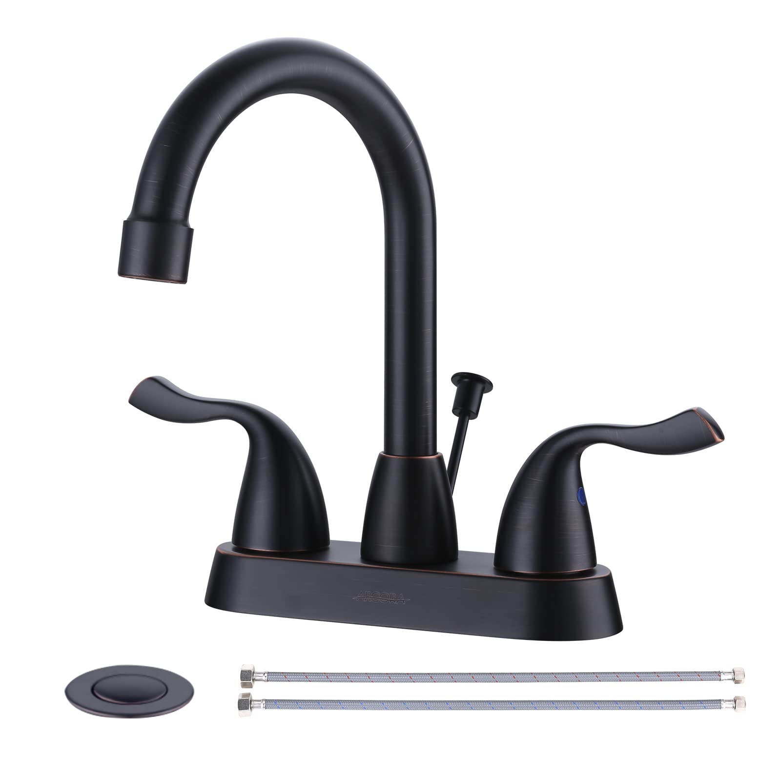 Robinet de salle de bain bronze huilé ARCORA mélangeur 3 trous 10,2 cm avec bonde de vidange