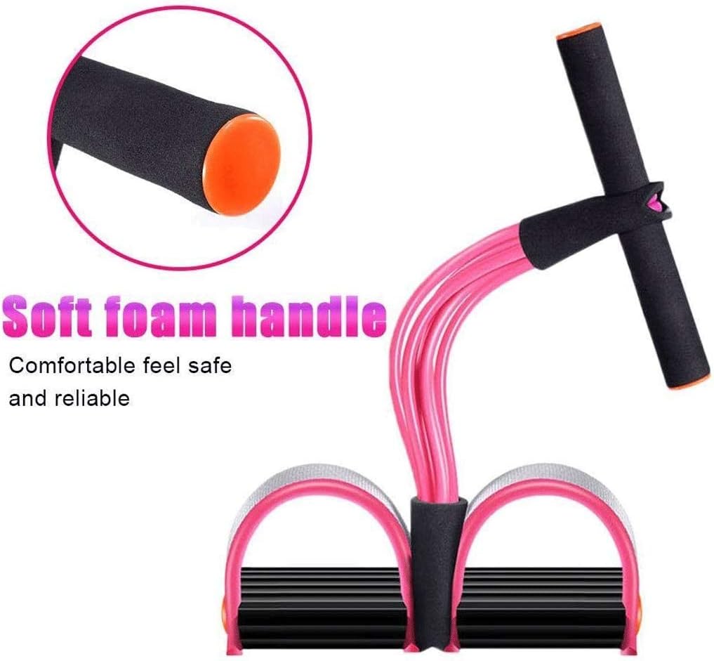 Foot Pedal Elastic Pull Rope ， Multifunction Tension with Handle Fitness Equipment for Abdomen Waist Arm Leg Stretching Slimming Training
