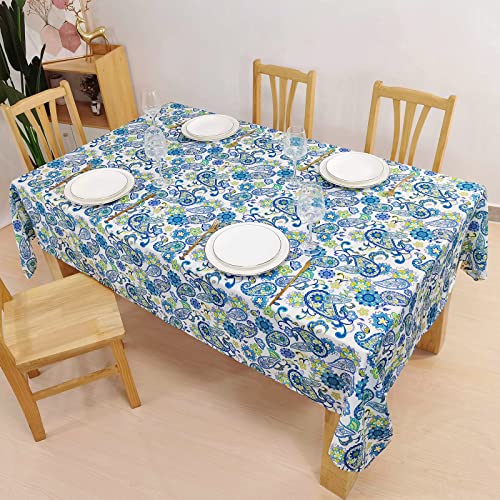 Pipisasa Rectangle Tablecloth Scratch Resistant/Spillproof/Waterproof Fabric Indoor Outdoor Tablecloth For Spring Summer Host Backyard Parties Gatherings Picnic Dinner - Paisley 60×84" #TOP4