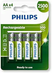 Pilha Recarregavel Philips Aa De 2500Mah 4 Unidades 1.2V