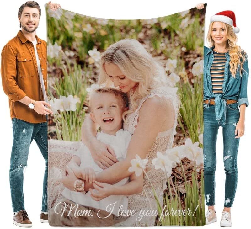 Regalos de mamá para mujeresmamábebé, mantas personalizadas con fotos y texto, varios colores, tamaños de franela suave, manta de Navidad