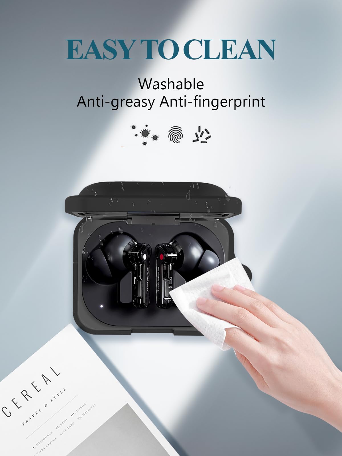 Nothing ear(a) BLACK + シリコンケース Amazon.com: Case Cover for Nothing Ear (a),Full Protective Soft