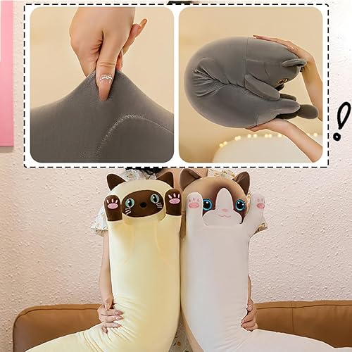 Miniatura 4 de weallbuy Almohada larga de felpa con gatos, almohada suave de peluche larga para niños y adultos, para cumpleaños, Navidad, día de San Valentín