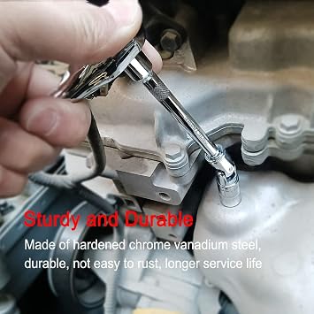 4 Piece 1/4 Inch Drive Extension Bar Set, 1/4 Inch Drive Socket Extension Set Includes 2, 4, and 6 Inch Extensions and 1/4 Inch drive Universal Joint Socket