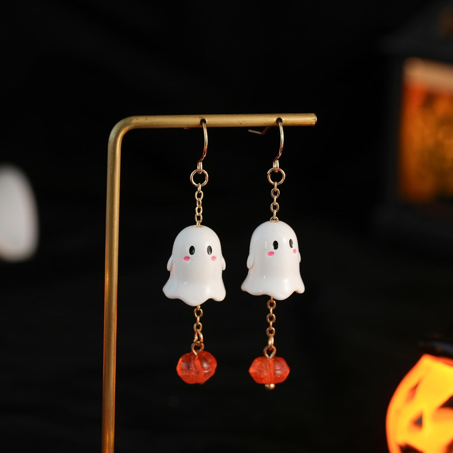 SLOONG Halloween Earrings for Women Dangle, Bat Ghost Witch Pumpkin Earrings Set BOO Skull Stud Earring Halloween Gifts Jewelry Accessories - Image 6