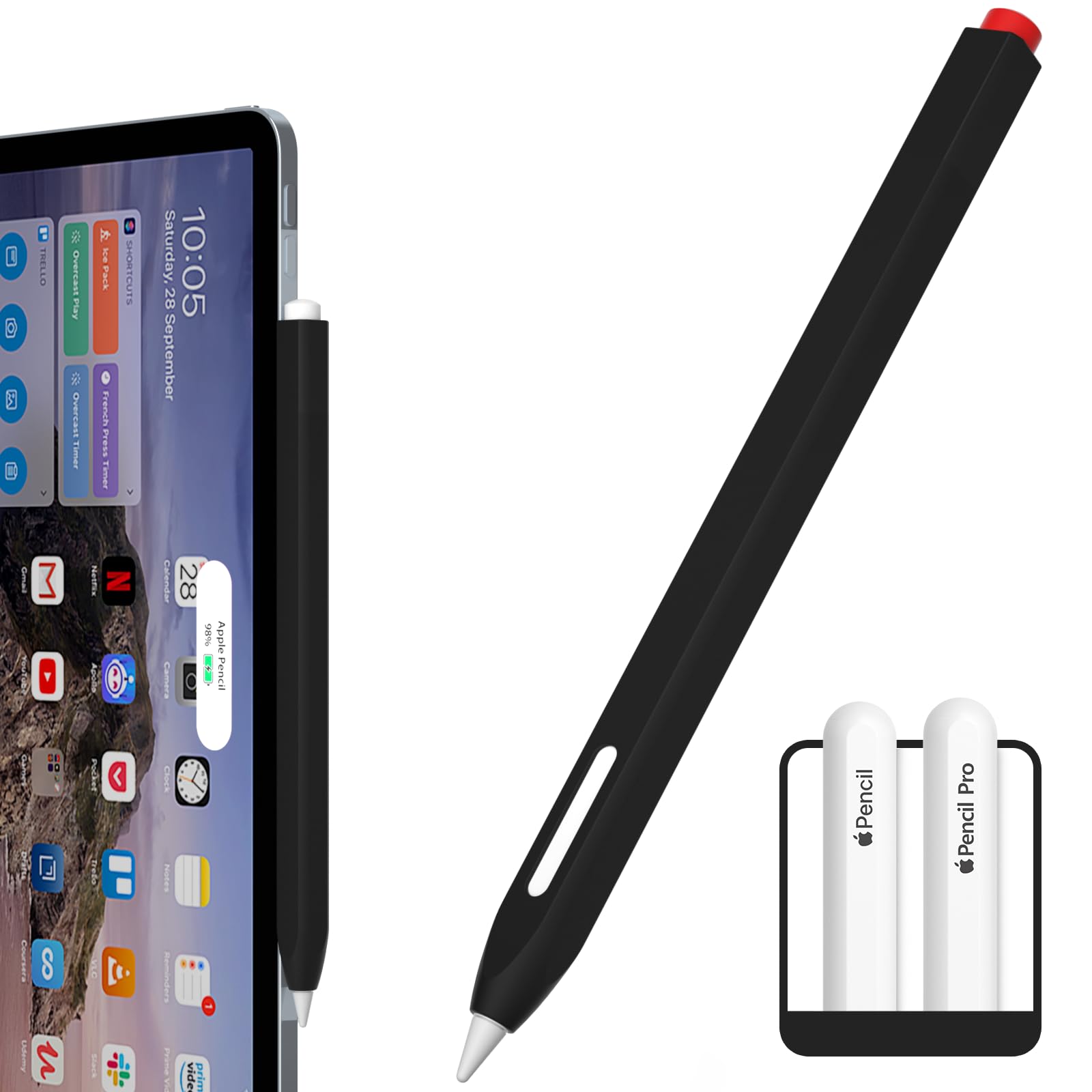 AZF Pencil Case Compatible with Apple Pencil 2nd Generation Case, Two Color Pen Cap Match, Silicone Comfort, Compatible with Magnetic Charging and
